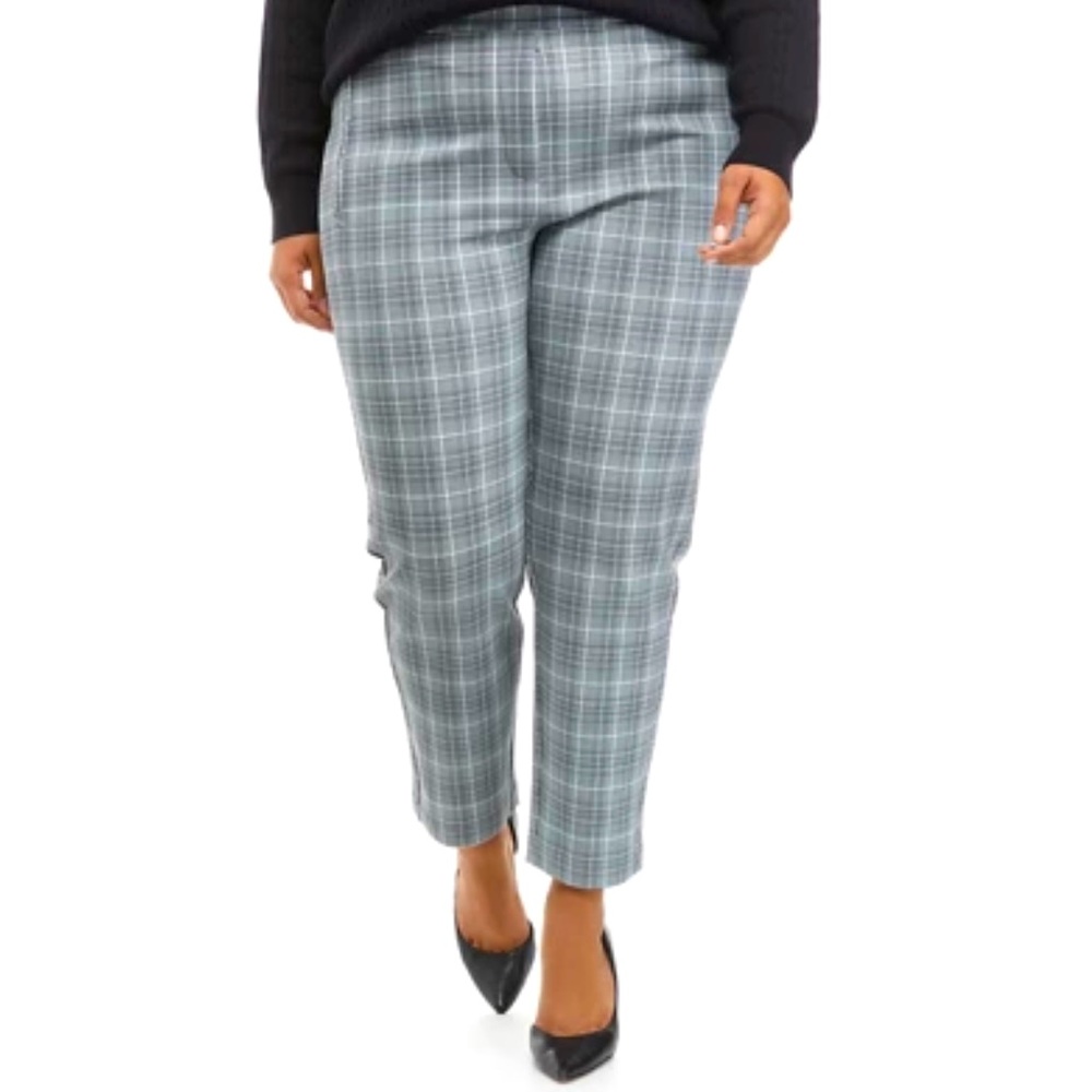 NWT THE LIMITED Plus Size Pull On Crop Ponte Pants Size 3X Grey Plaid